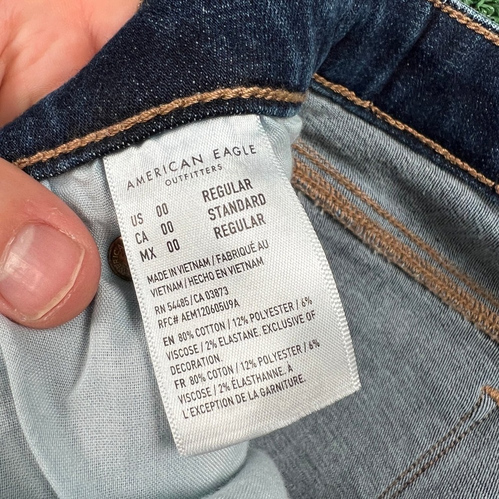 American Eagle Jeans Women's Size 00 23x30" Blue Super Hi-Rise Flare  Stretch - Picture 5 of 9